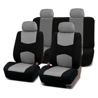 FH Group® - Flat Cloth 1st & 2nd Row Black & Gray Seat Covers