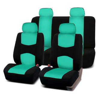 FH Group® - Flat Cloth 1st & 2nd Row Black & Mint Seat Covers