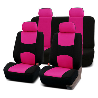 FH Group® - Flat Cloth 1st & 2nd Row Black & Pink Seat Covers