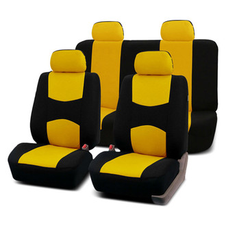 FH Group® - Flat Cloth 1st & 2nd Row Black & Yellow Seat Covers