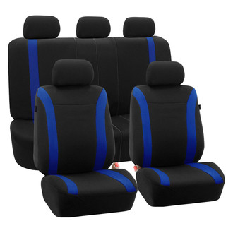 FH Group® - Cosmopolitan 1st & 2nd Row Black & Blue Seat Covers