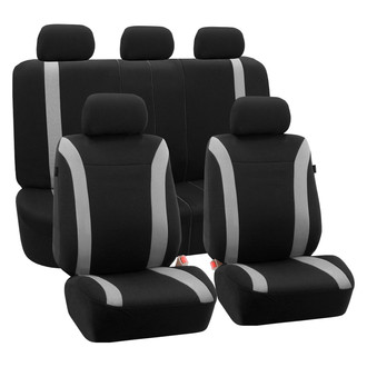 FH Group® - Cosmopolitan 1st & 2nd Row Black & Gray Seat Covers