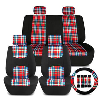 FH Group® CIFB057114PLAIDRED-W-B - Tartan57 Plaid Print 1st & 2nd Row Red Seat Covers