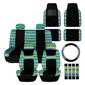 FH Group® - FH Group Mesa57 Southwestern Print 1st & 2nd Row Seat Covers and Floor Mats