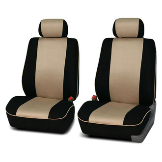 FH Group® - Edgy Piping 1st Row Black & Beige Seat Covers