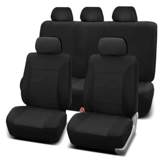 FH Group® - Classic Khaki 1st & 2nd Row Black Seat Covers