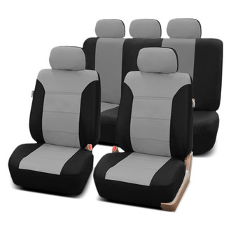 FH Group® - Classic Khaki 1st & 2nd Row Black & Gray Seat Covers