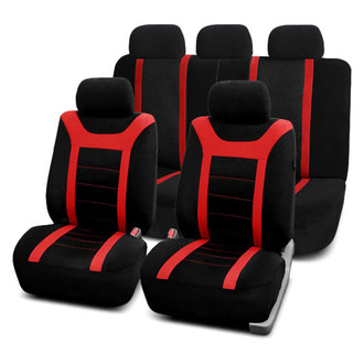 FH Group® - Sports 1st & 2nd Row Black & Red Seat Covers