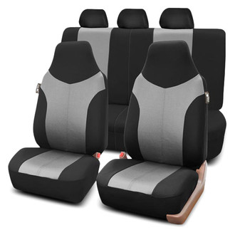 FH Group® CIFB101115GRAYBLACK - Supreme Twill 1st & 2nd Row Gray & Black Seat Covers