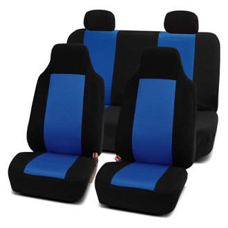 FH Group® - Classic Cloth 1st & 2nd Row Black & Blue Seat Covers