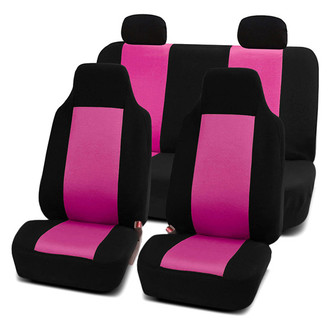 FH Group® - Classic Cloth 1st & 2nd Row Black & Pink Seat Covers