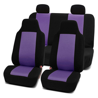 FH Group® - Classic Cloth 1st & 2nd Row Black & Purple Seat Covers