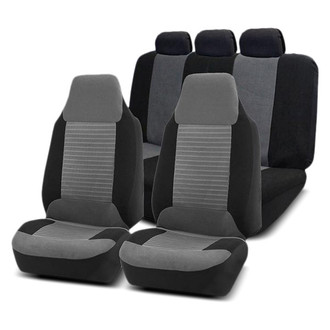 FH Group® - Premium Fabric 1st & 2nd Row Black & Gray Seat Covers