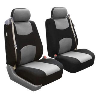 FH Group® - Flat Cloth All-Purpose Built-In Seatbelt 1st Row Gray Seat Covers
