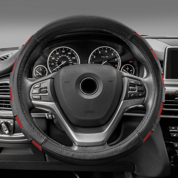 FH Group® - Genuine Leather Sport Red Steering Wheel Cover