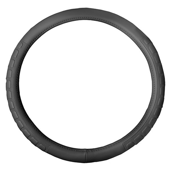 FH Group® - Embossed Microfiber Leather Black Steering Wheel Cover