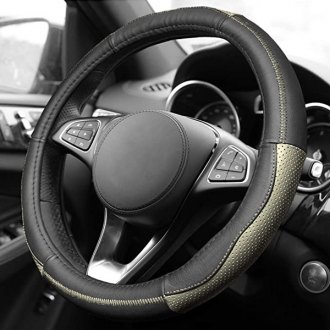 BLACK PERF LEATHER STEERING WHEEL COVER FITS VOLVO DL GL 80-85 | DIFF STITCH