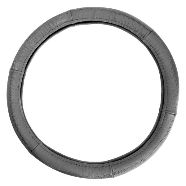 FH Group® - Sleek and Sporty Genuine Leather Gray Steering Wheel Cover