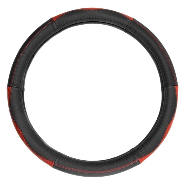 FH Group® - Sleek and Sporty Genuine Leather Red Steering Wheel Cover