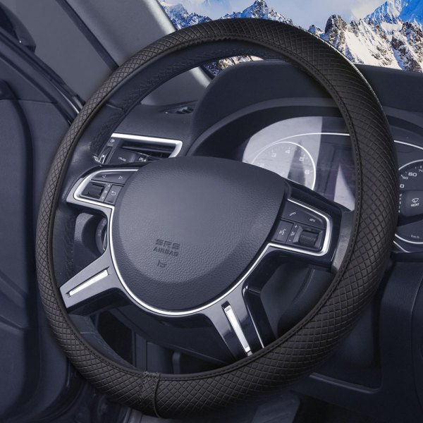 FH Group® - Ultra Comfort Leatherette Flexible Black Steering Wheel Cover
