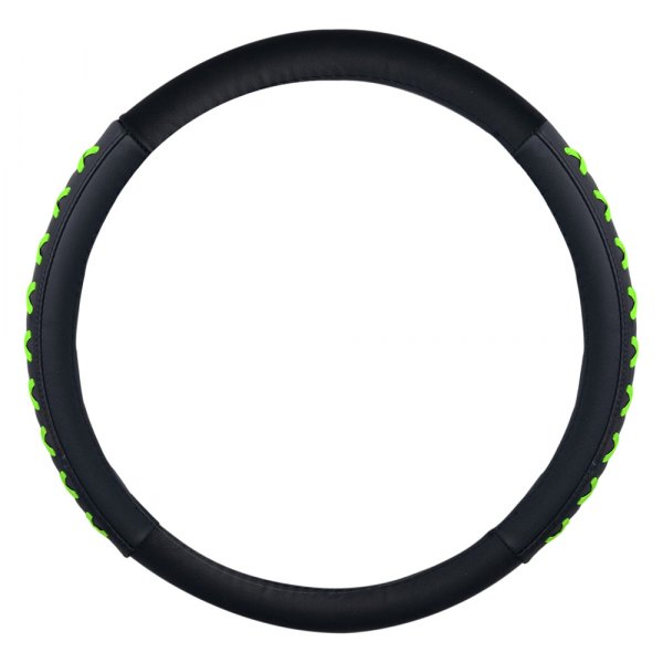 FH Group® - Genuine Leather Lace-Up Green Steering Wheel Cover