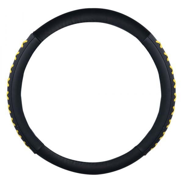 FH Group® - Genuine Leather Lace-Up Yellow Steering Wheel Cover