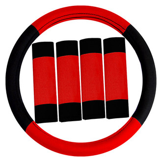 FH Group® - Modernistic Red Steering Wheel Cover and Seat Belt Pads