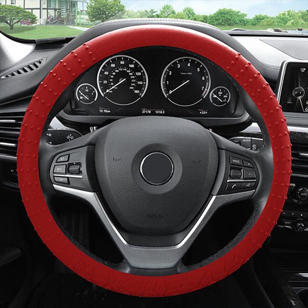 FH Group® - Nibbed Silicone Burgundy Steering Wheel Cover with Massaging Grip