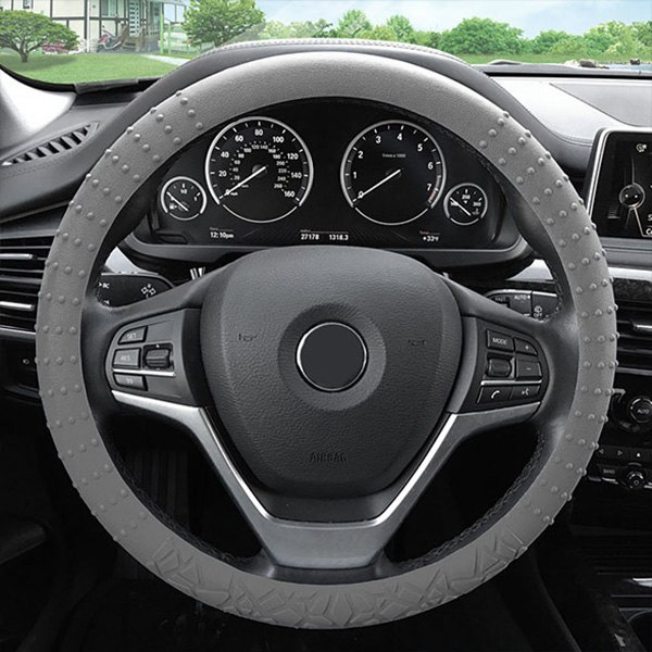 FH Group® - Nibbed Silicone Gray Steering Wheel Cover with Massaging Grip