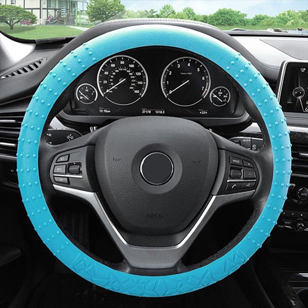 FH Group® - Nibbed Silicone Light Blue Steering Wheel Cover with Massaging Grip