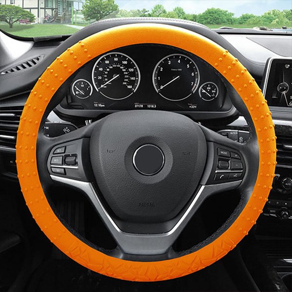 FH Group® - Nibbed Silicone Orange Steering Wheel Cover with Massaging Grip