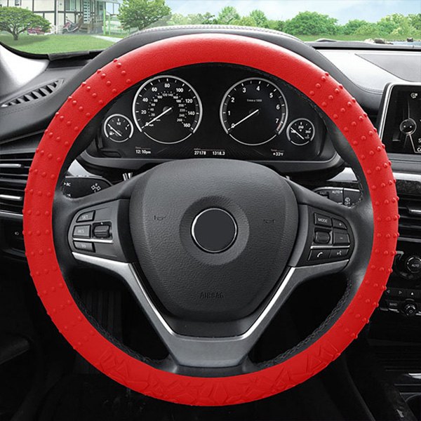 FH Group® - Nibbed Silicone Red Steering Wheel Cover with Massaging Grip