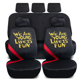 FH Group® - We Are Young Life Is Fun™ Black & Red Seat Covers