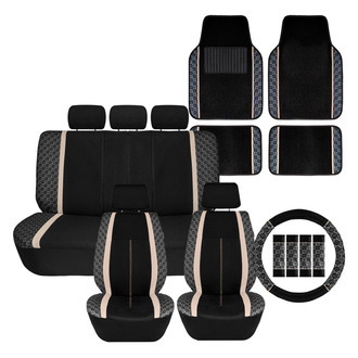 FH Group® - We Are Young Life is Fun™ Checker Printed 1st & 2nd Row Seat Covers and Floor Mats