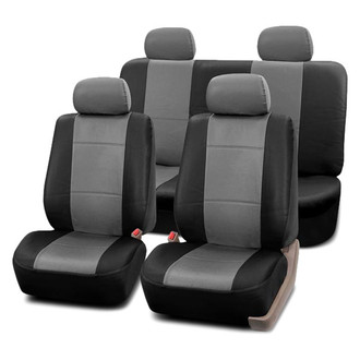 FH Group® - PU Leather 1st & 2nd Row Black & Gray Seat Covers
