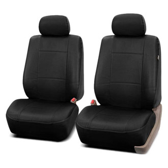 FH Group® - Premium PU Leather 1st Row Black Seat Covers
