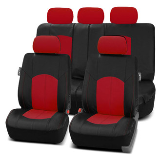 FH Group® - Highest Grade Faux Leather 1st & 2nd Row Black & Red Seat Covers