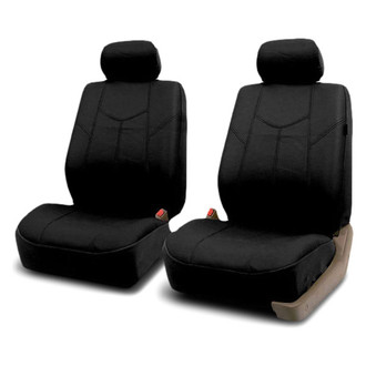 FH Group® - PU Leather Rome 1st Row Black Seat Covers