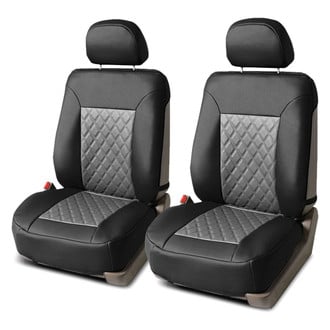 FH Group® - Quality Faux Leather Diamond Pattern 1st Row Black & Gray Seat Cushions