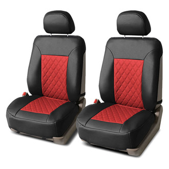 FH Group® - Quality Faux Leather Diamond Pattern 1st Row Black & Red Seat Cushions