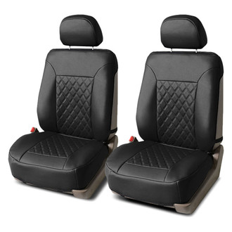 FH Group® - Quality Faux Leather Diamond Pattern 1st Row Black Seat Cushions