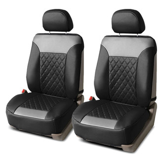 FH Group® - Deluxe Faux Leather Diamond Pattern 1st Row Black & Gray Seat Cushions