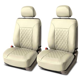 FH Group® - Deluxe Faux Leather Diamond Pattern 1st Row Beige Seat Cushions