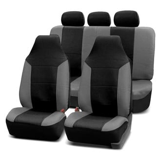 FH Group® CIPU103115GRAYBLACK - Royal PU Leather 1st & 2nd Row Gray & Black Seat Covers