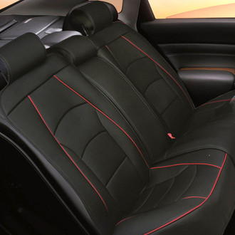 FH Group® - Ultra Comfort Deluxe Leatherette 2nd Row Black with Red Trim Seat Cushions