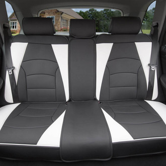FH Group® - Ultra Comfort Deluxe Leatherette 2nd Row Black & White Seat Cushions
