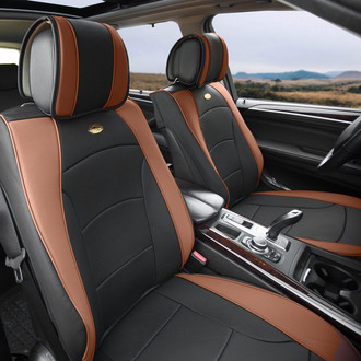 FH Group® - Ultra Comfort Deluxe Leatherette 1st Row Black & Brown Seat Cushions