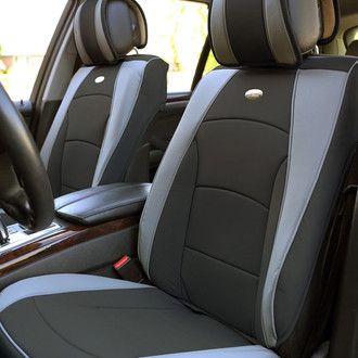 FH Group® - Ultra Comfort Deluxe Leatherette 1st Row Black & Gray Seat Cushions
