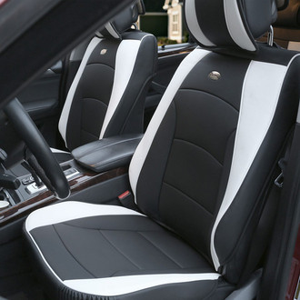 FH Group® - Ultra Comfort Deluxe Leatherette 1st Row Black & White Seat Cushions