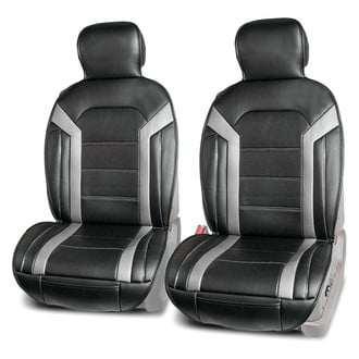 FH Group® - Futuristic Faux Leather 1st Row Black & Gray Seat Cushions